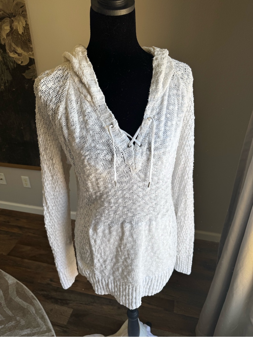 Roxy Cream Cable Knit Hooded Pullover